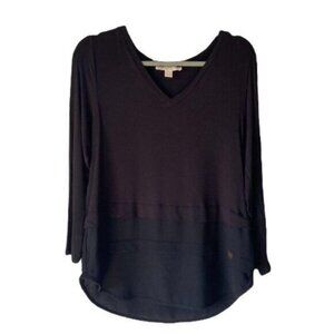 MICHAEL Michael‎ Kors Multilayer V Neck 3/4 Sleeve Loose Shirt Women Top